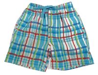 Modro-bílo-červeno-zelené kostkované šusťákové kraťasy Early Days