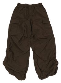 Hnědé šusťákové capri kalhoty s kapsami H&M