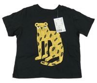 Nové - černé tričko s leopardem 