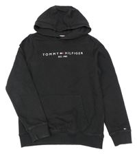 Černá mikina s nápisem a kapucí Tommy Hilfiger