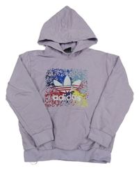 Lila mikina s potiskem a kapucí Adidas