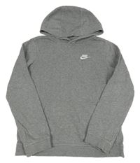 Šedá melírovaná mikina s logem a kapucí Nike