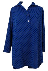 Dámska kobaltově modrá blúzková á tunika s bodkami