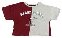 Vínovo-sivé crop tričko s nápisem - Harry Potter