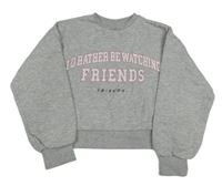 Sivá crop mikina s nápisem - Přátelé