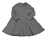 Čierno-biele pruhované rebrované šaty Nutmeg