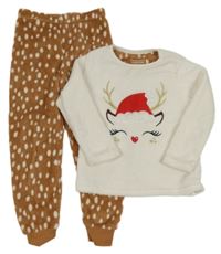 Bielo-hnedé chlpaté pyžama so sobom zn. Primark