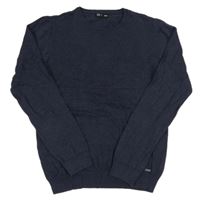 Tmavomodrý melírovaný sveter TEX