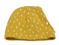 Hořčicová vzorovaná oboustranná čepice Topolino