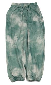 Zeleno-biele batikované tepláky Shein