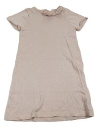 Svetloružové trblietavé svetrové šaty s mašlou H&M