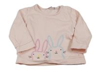 Svetloružová mikina s králikmi Bluezoo