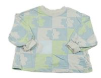 Bielo-zelenkavo-svetlomodrá kockovaná mikina s kvietkami Next