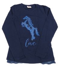 Tmavomodré triko s koněm Yigga