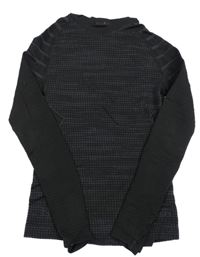 Černo-tmavošedé vzorované spodní funkční triko Kipsta