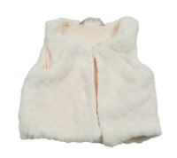 Bílá chlupatá podšitá vesta 