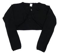 Čierne svetrové bolerko s dirkovaným vzorom