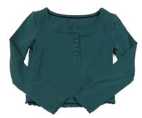 Smaragdové crop tričko s gombíkmi George