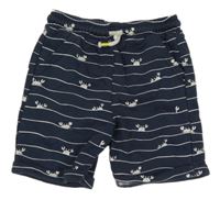 Tmavomodré teplákové kraťasy s kraby F&F