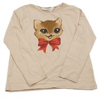 Pudrové tričko s mačkou H&M