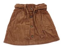 Hnědá manšestrová paper bag sukně s páskem Next