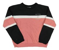 Černo-růžová oversize mikina s proužky Skechers
