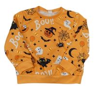 Oranžová mikina s halloweenským motívom Shein