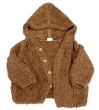 Hnedý chlpatý prepínaci vlnený sveter s kapucňou H&M