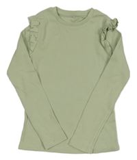 Světlezelené žebrované triko s volánky George