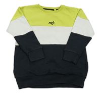 Černo-bílo-limetková mikina s nápisem Next