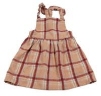 Ružovo-farebná kockovaná vlnená na traká sukňa George