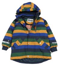 Barevná pruhovaná šusťáková zimní bunda s vikingem a kapucí Danefae 