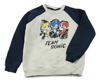 Bielo-tmavomodrá mikina so Sonicem Zara