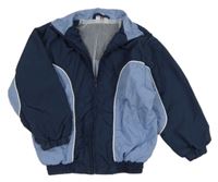 Tmavomodro-svetlomodrá šušťáková jarná bunda