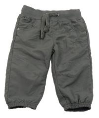 Šedé šusťákové podšité cuff kalhoty Topolino