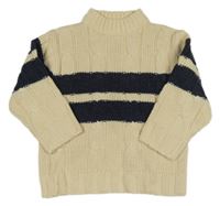 Béžový copánkový svetr s pruhy Topolino