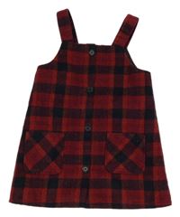 Červeno-čierne kockované vlnené prepínaci šaty F&F