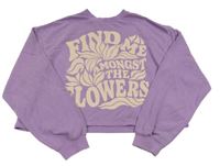 Lila crop oversize mikina s nápisem H&M