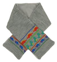 Šedá pletená podšitá šála s dinosaury George 