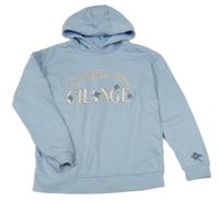 Svetlomodrá mikina s nápisom a kapucňou Primark