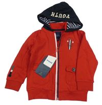 Nové - Červeno-tmavomodrá propínací mikina s kapucí Mayoral