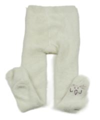 Bílé chlupaté punčocháče s jednorožci 