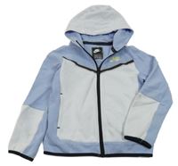 Světlemodro-bílá propínací mikina s logem a kapucí Nike 