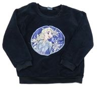 Tmavomodrá chlpatá mikina s Elsou Disney