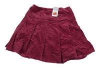 Nové - Malinová manšestrová skládaná sukně Primark