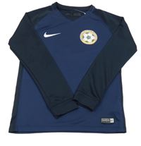 Kobaltově modro-tmavomodré funkčné futbalové tričko Nike