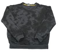 Tmavošedo-čierna batikovaná mikina Little kïds