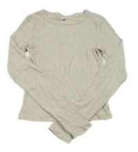 Smetanovo-sivé melírované rebrované crop tričko H&M