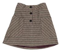Vínovo-čierno-biela kockovaná vlnená sukňa St. Bernard