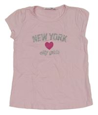 Svetloružové tričko s nápisom a srdiečkom